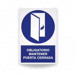 Rótulo de Obligación - Obligatorio mantener puerta cerrada | Cod.  OB-172