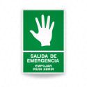 ‣ Rótulo de Ruta de Evacuación - Salida de Emergencia Empuja... | SIGO