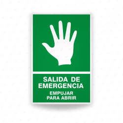 Rótulo de Ruta de Evacuación - Salida de Emergencia Empujar Para Abrir|Cod. EV-040