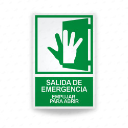 Rótulo de Ruta de Evacuación - Salida de Emergencia Empujar Para Abrir|Cod. EV-041
