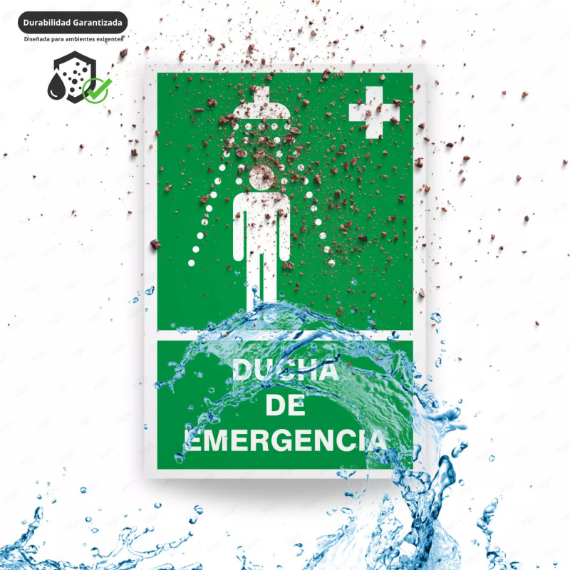 ‣ Rótulo de Ruta de Evacuación - Ducha de Emergencia | SIGO