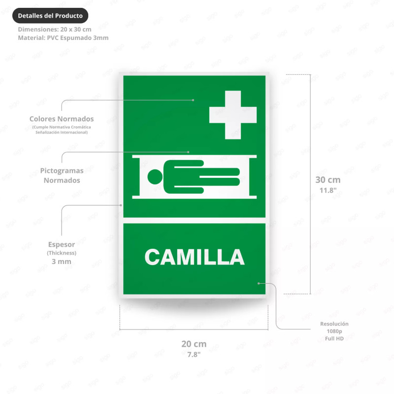‣ Rótulo de Ruta de Evacuación - Camilla de emergencia | SIGO