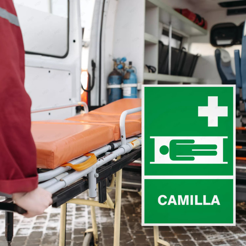 ‣ Rótulo de Ruta de Evacuación - Camilla de emergencia | SIGO