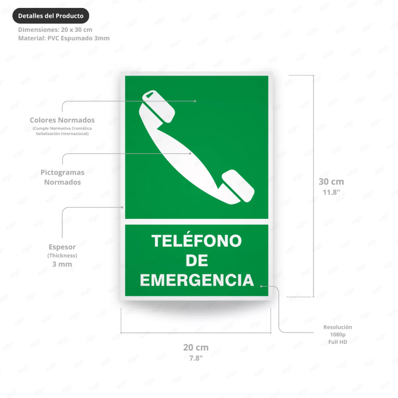 ‣ Rótulo de Ruta de Evacuación - Teléfono de Emergencia | SIGO