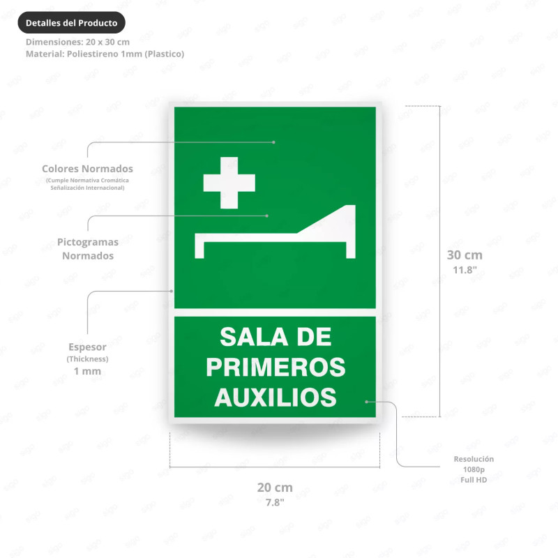 ‣ Rótulo de Ruta de Evacuación - Sala de Primeros Auxilios | SIGO
