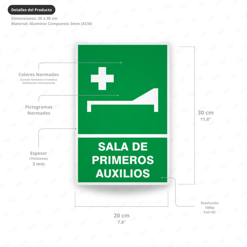 ‣ Rótulo de Ruta de Evacuación - Sala de Primeros Auxilios | SIGO