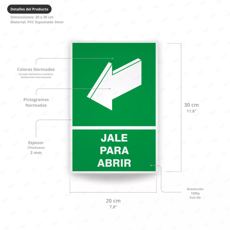 ‣ Rótulo de Ruta de Evacuación - Jale Para Abrir| SIGO