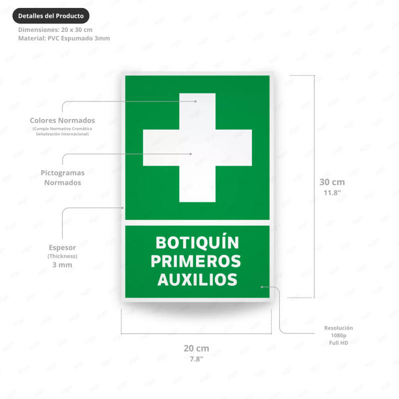 ‣ Rótulo de Ruta de Evacuación - Botiquín Primeros Auxilios | SIGO
