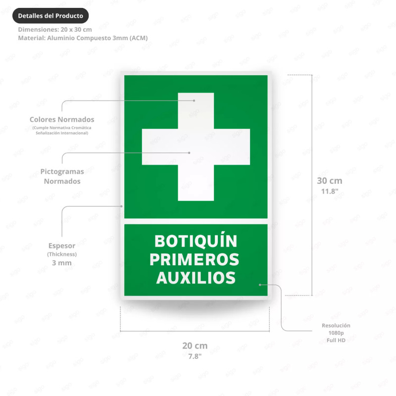 ‣ Rótulo de Ruta de Evacuación - Botiquín Primeros Auxilios | SIGO
