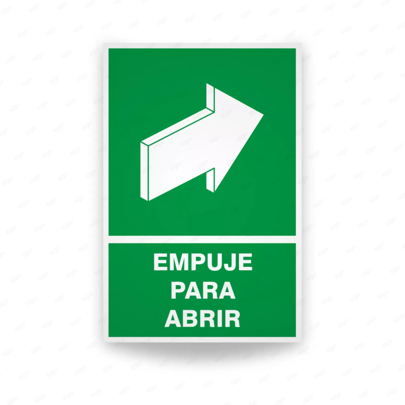 ‣ Rótulo de Ruta de Evacuación - Empuje Para Abrir | SIGO