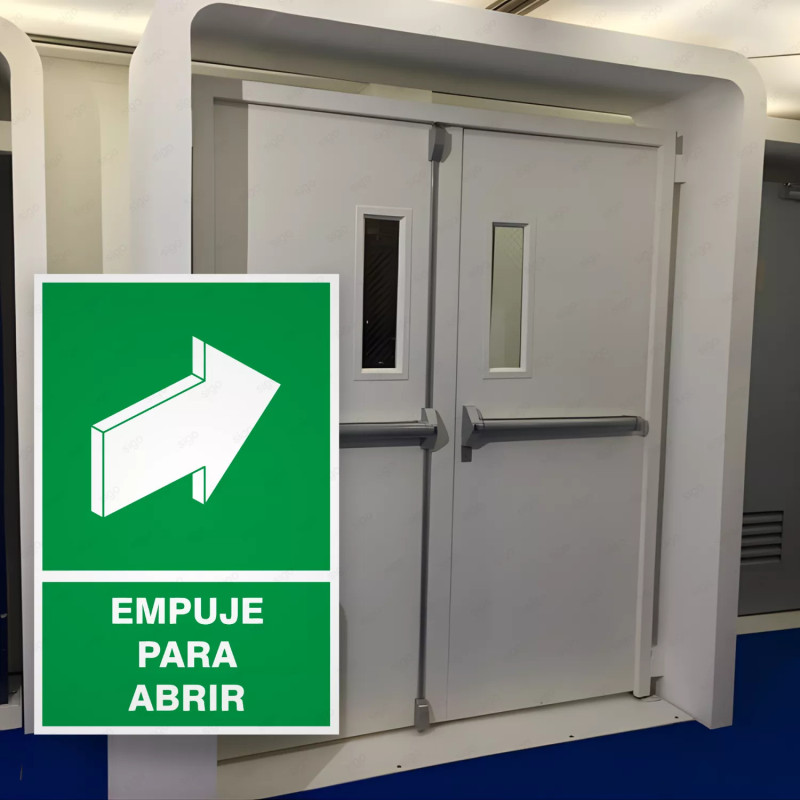 ‣ Rótulo de Ruta de Evacuación - Empuje Para Abrir | SIGO