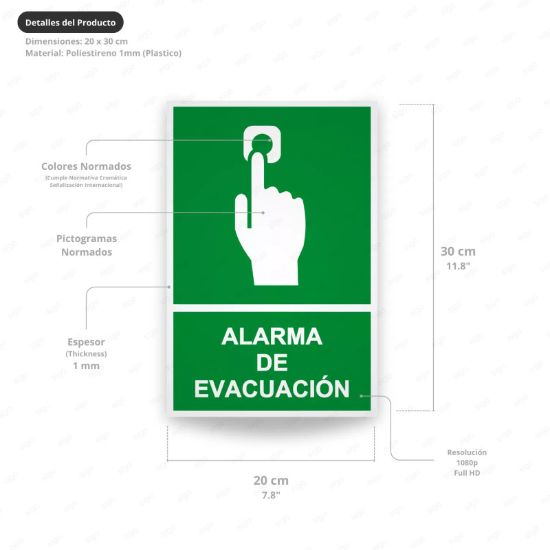 ‣ Rótulo de Ruta de Evacuación - Alarma de Evacuación | SIGO