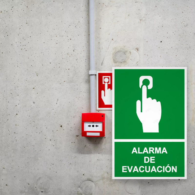‣ Rótulo de Ruta de Evacuación - Alarma de Evacuación | SIGO