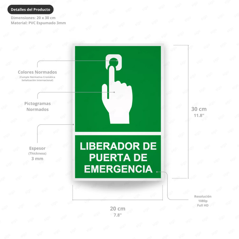 ‣ Rótulo de Ruta de Evacuación - Liberador de Puerta de emerg...| SIGO