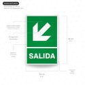 ‣ Rótulo de Ruta de Evacuación - Salida Flecha para Abajo la... | SIGO