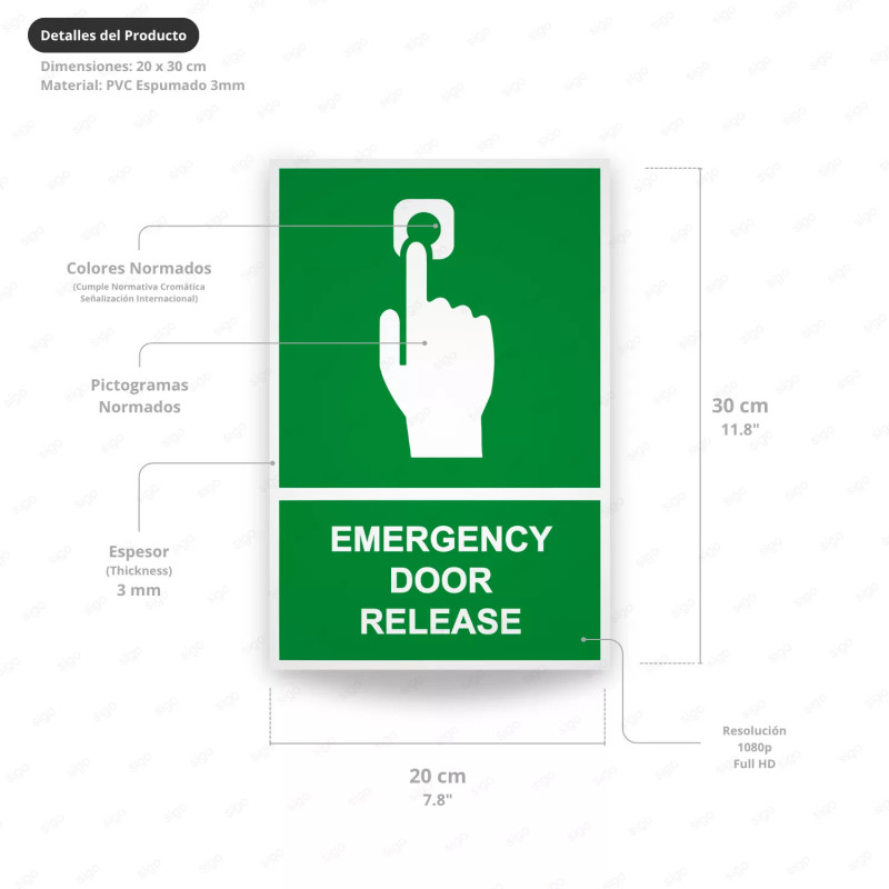 ‣ Rótulo de Ruta de Evacuación - Emergency Door Release| SIGO