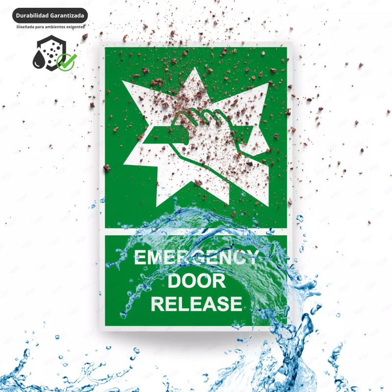 ‣ Rótulo de Ruta de Evacuación - Emergency Door Release| SIGO
