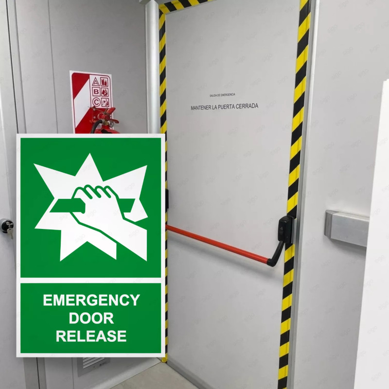 ‣ Rótulo de Ruta de Evacuación - Emergency Door Release| SIGO