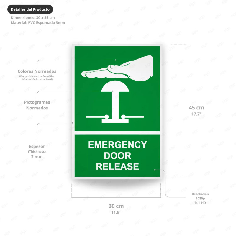 ‣ Rótulo de Ruta de Evacuación - Emergency Door Release| SIGO