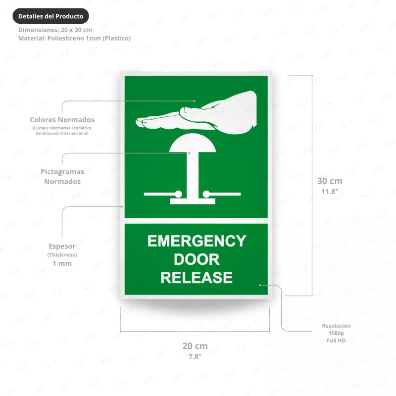 ‣ Rótulo de Ruta de Evacuación - Emergency Door Release| SIGO