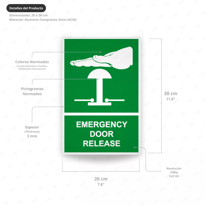 ‣ Rótulo de Ruta de Evacuación - Emergency Door Release| SIGO