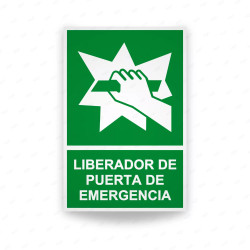 Rótulo de Ruta de Evacuación - Liberador de Puerta de emergencia |Cod. EV-056