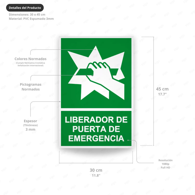 ‣ Rótulo de Ruta de Evacuación - Liberador de Puerta de emerg...| SIGO