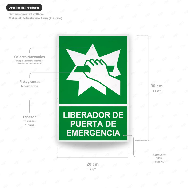 ‣ Rótulo de Ruta de Evacuación - Liberador de Puerta de emerg...| SIGO