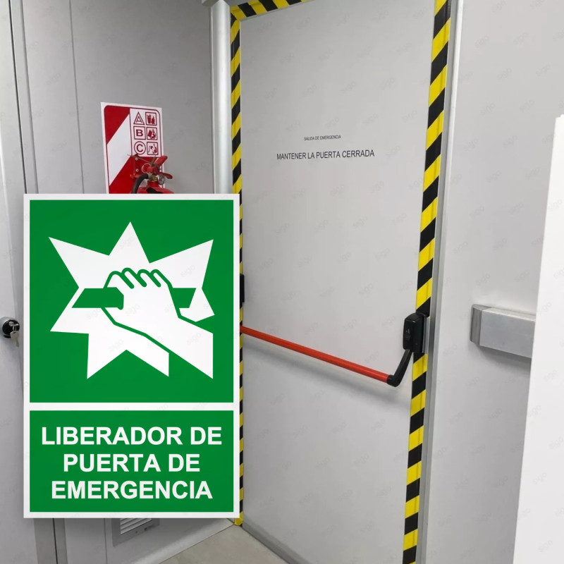 ‣ Rótulo de Ruta de Evacuación - Liberador de Puerta de emerg...| SIGO