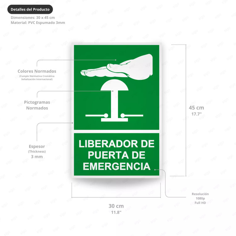 ‣ Rótulo de Ruta de Evacuación - Liberador de Puerta de emerg...| SIGO