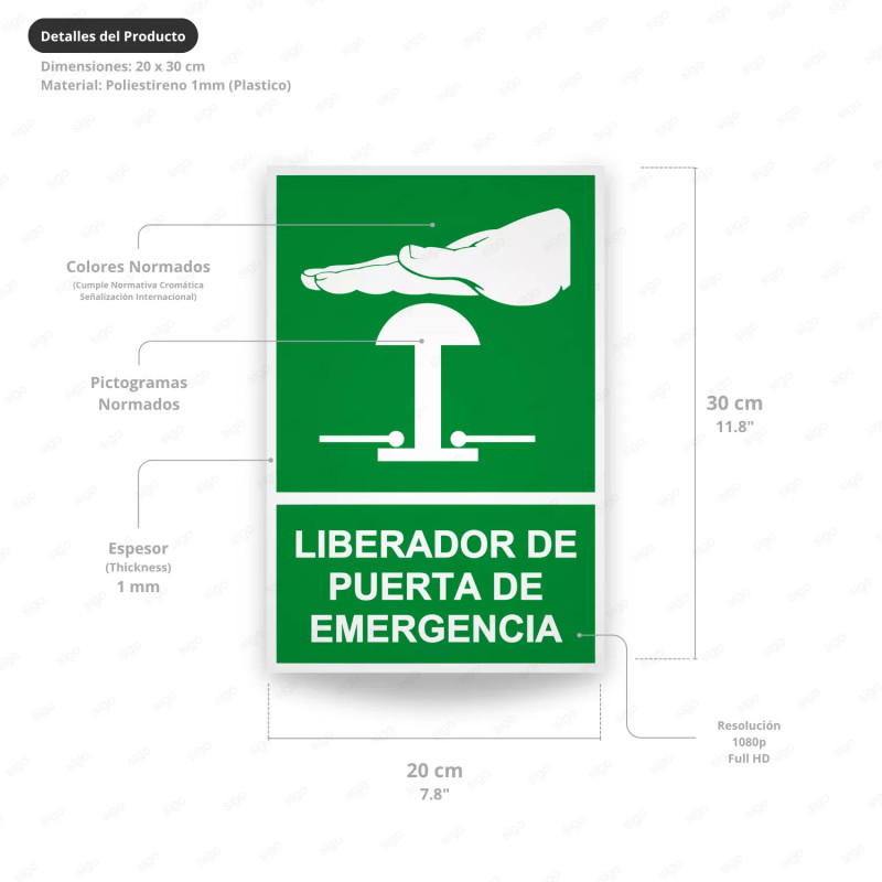 ‣ Rótulo de Ruta de Evacuación - Liberador de Puerta de emerg...| SIGO