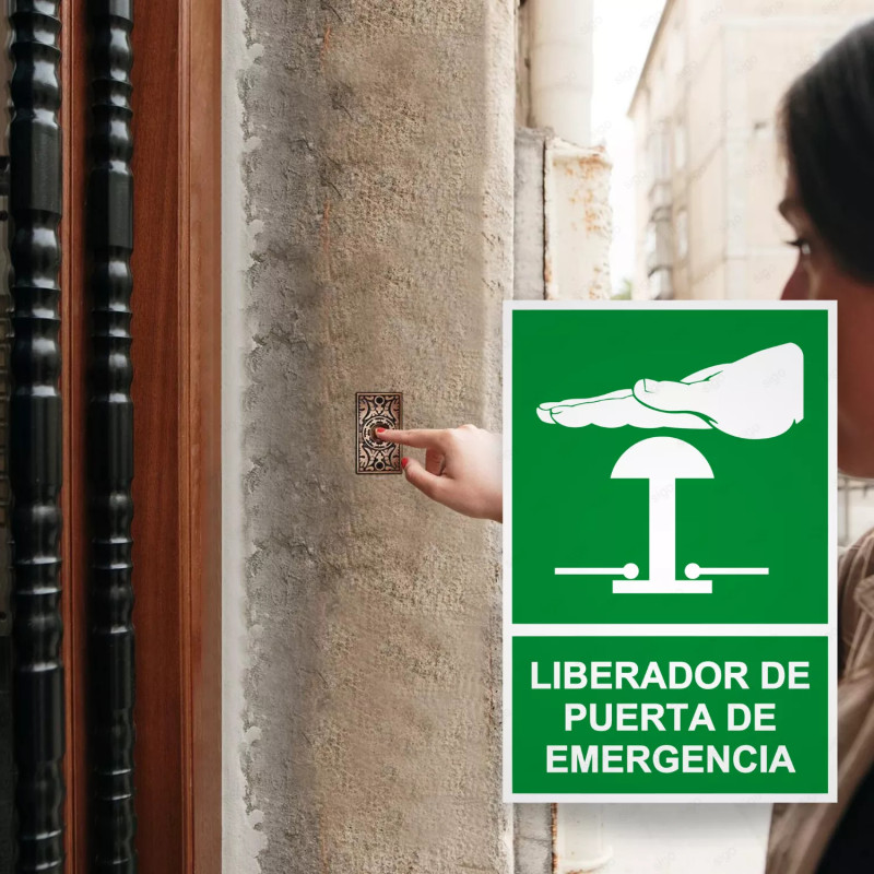 ‣ Rótulo de Ruta de Evacuación - Liberador de Puerta de emerg...| SIGO