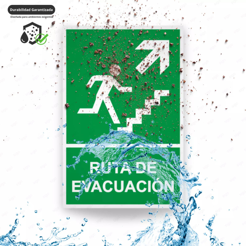 ‣ Rótulo de Ruta de Evacuación - Ruta de Evacuación flecha pa...| SIGO