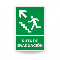 Rótulo de Ruta de Evacuación - Ruta de Evacuación Flecha lado Izquierdo para Ascenso|Cod.EV-014