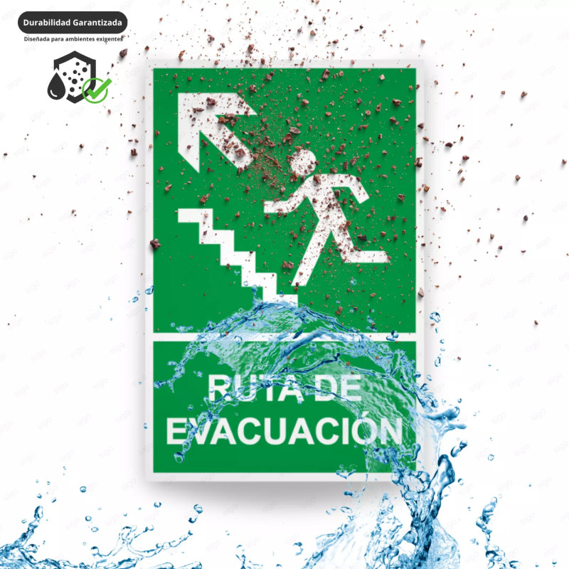 ‣ Rótulo de Ruta de Evacuación - Ruta de Evacuación flecha pa...| SIGO