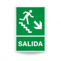 ‣ Rótulo de Ruta de Evacuación - Salida flecha abajo lado de... | SIGO