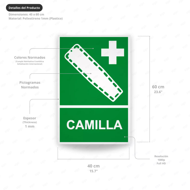 ‣ Rótulo de Ruta de Evacuación - Camilla | SIGO