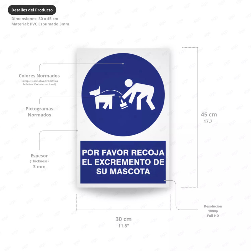 ‣  Rótulo de Obligación - Por favor Recoja el Excremento de s...| SIGO