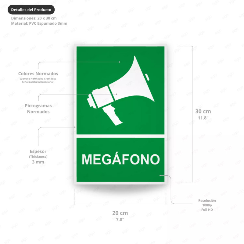 ‣ Rótulo de Ruta de Evacuación - Megáfono | SIGO
