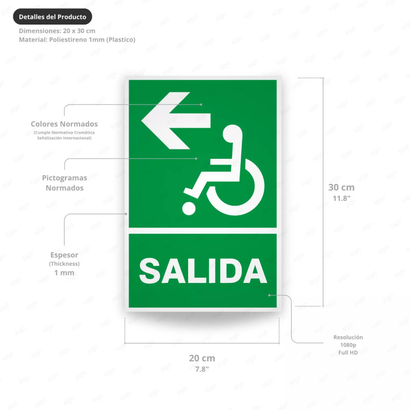 ‣ Rótulo de Ruta de Evacuación - Salida Personas Discapacita... | SIGO