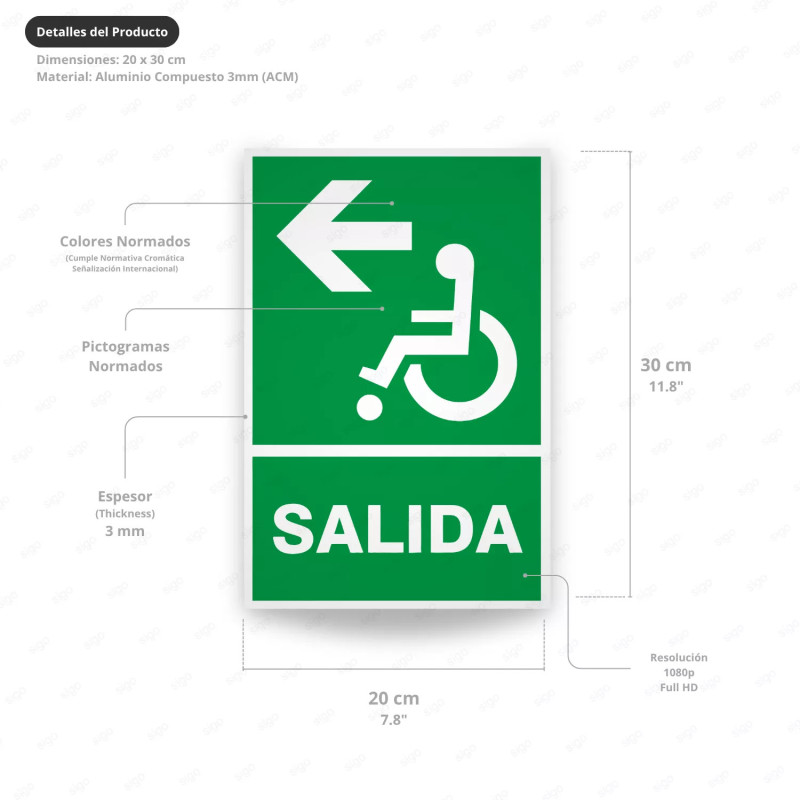 ‣ Rótulo de Ruta de Evacuación - Salida Personas Discapacita... | SIGO