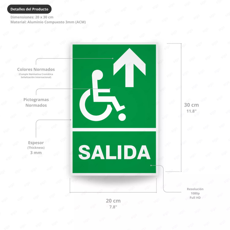 ‣ Rótulo de Ruta de Evacuación - Salida Personas Discapacita... | SIGO