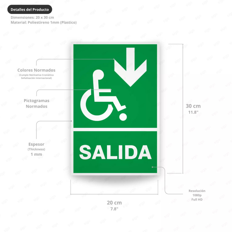 ‣ Rótulo de Ruta de Evacuación - Salida Personas Discapacita... | SIGO