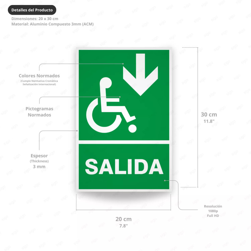 ‣ Rótulo de Ruta de Evacuación - Salida Personas Discapacita... | SIGO