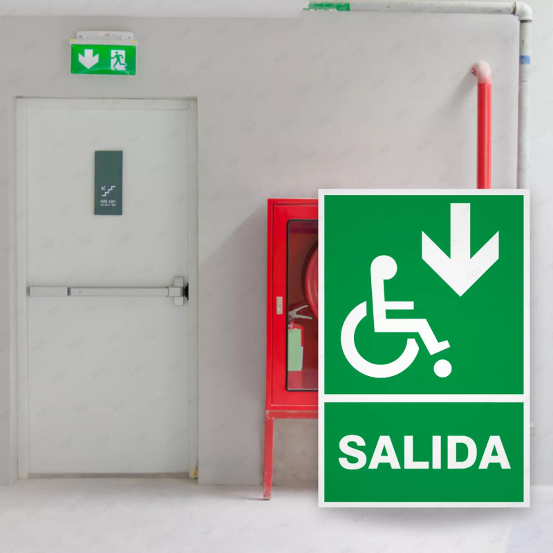 ‣ Rótulo de Ruta de Evacuación - Salida Personas Discapacita... | SIGO