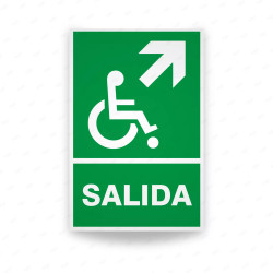 Rótulo de Ruta de Evacuación - Salida Personas Discapacitadas flecha arriba lado derecho|Cod. EV-024