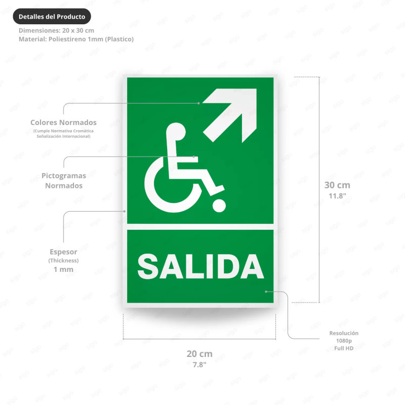 ‣ Rótulo de Ruta de Evacuación - Salida Personas Discapacita... | SIGO