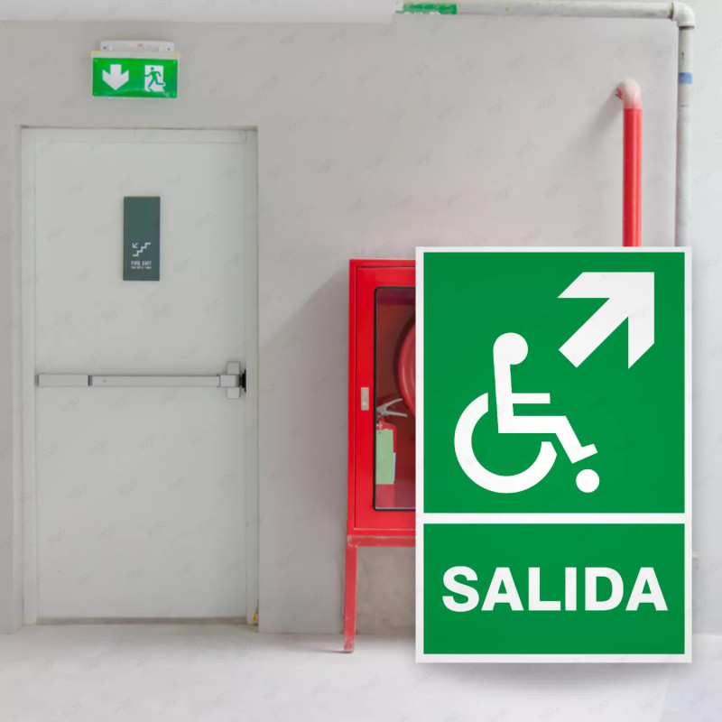‣ Rótulo de Ruta de Evacuación - Salida Personas Discapacita... | SIGO