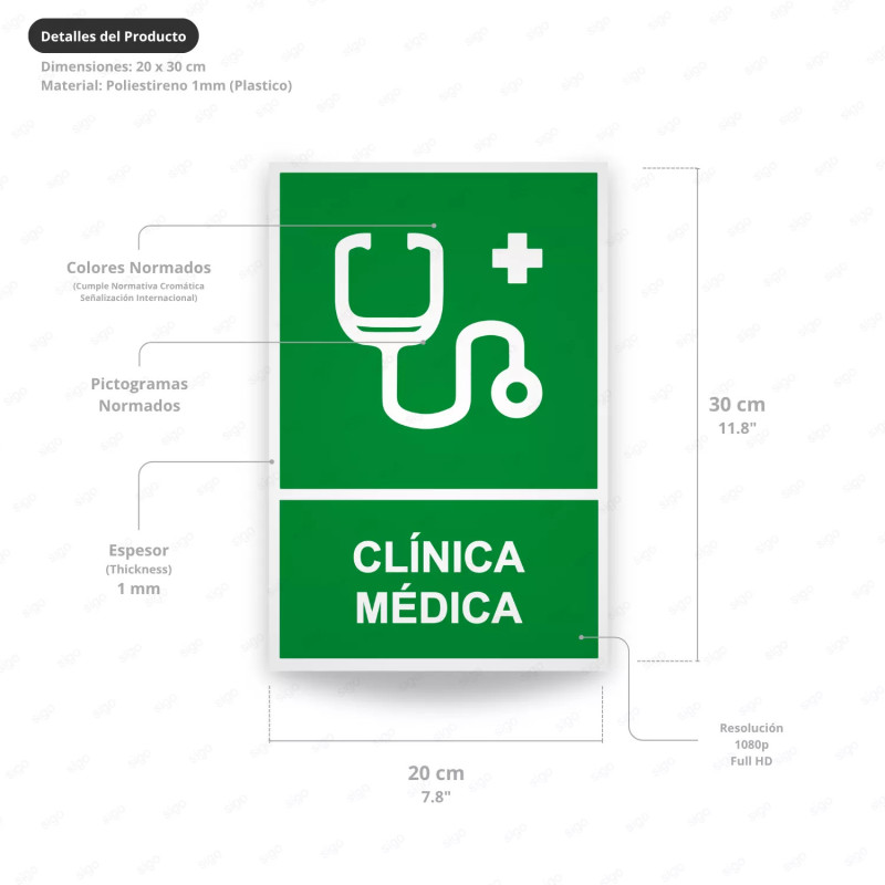 ‣ Rótulo de Ruta de Evacuación -  Clínica Médica | SIGO