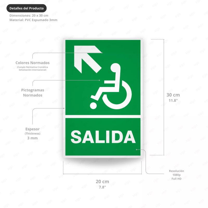 ‣ Rótulo de Ruta de Evacuación - Salida Personas Discapacita... | SIGO